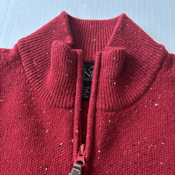 Jos A Bank Red Speckled V-neck Lambswool Sweater Size Large - Picture 3 of 7
